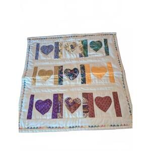 Handmade Quilted Heart Pattern Throw Blanket